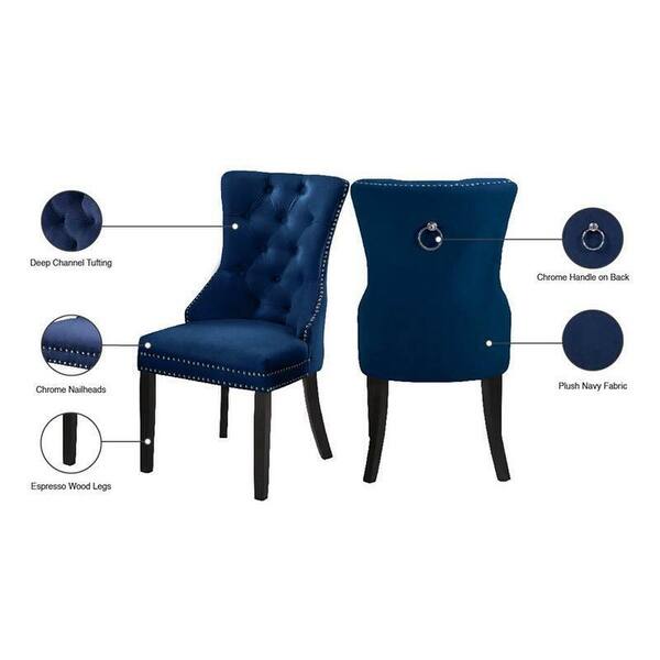 Set of 2 19.5"H Velvet Upholstered Dining Chair Navy 23x40 Bed Bath & Beyond 37180546